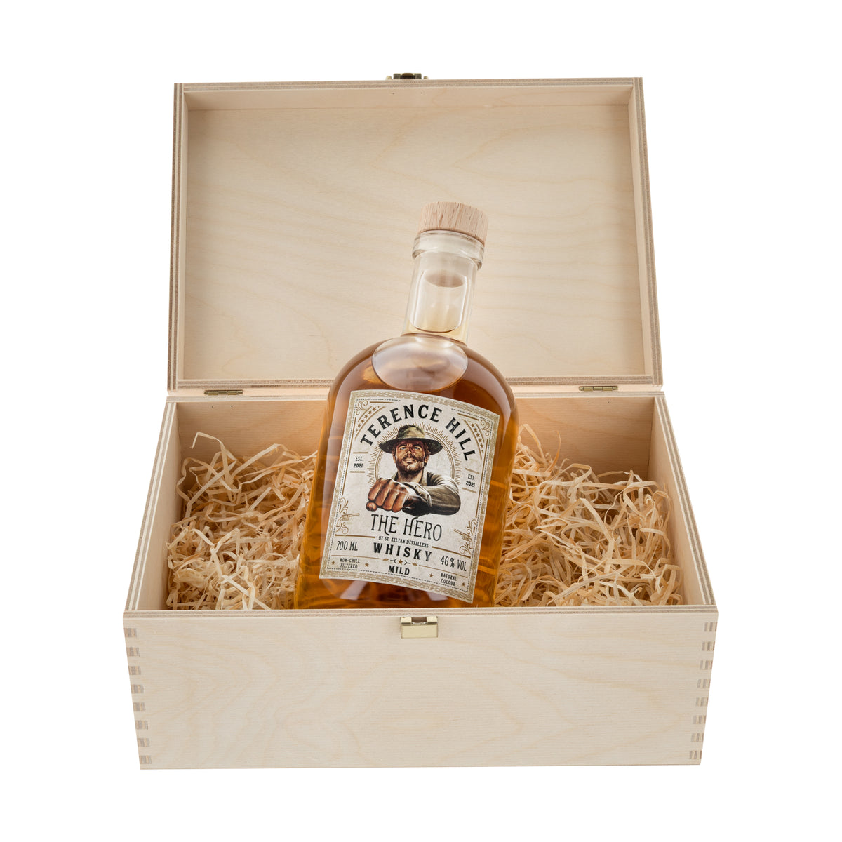 Wooden box - Terence Hill - The Hero - Whisky (mild) - 0.7L